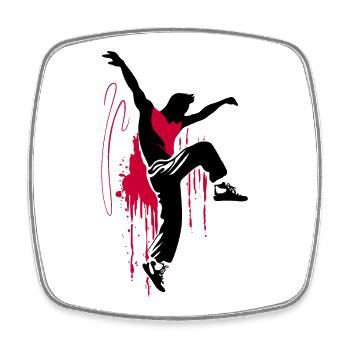 Breakdancer Tänzer Silhouette in Rot Schwarz - Viereckiger Kühlschrankmagnet - Weiß - Vorne