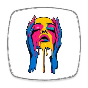Melting Face - Viereckiger Kühlschrankmagnet - Weiß - Vorne