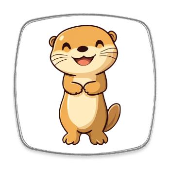 Loutre mignonne et heureuse dans le style dessin animé - Adorable - Magnet carré - blanc - Devant