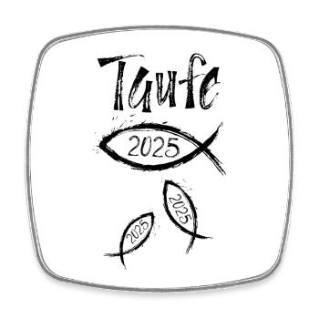 Taufe 2025 3 Fische dynamisch schwimmend - Viereckiger Kühlschrankmagnet - Weiß - Vorne