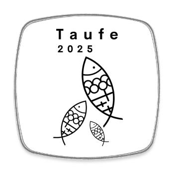Baptism 2025 3 Pisces Crosses Minimalist - Square fridge magnet - white - Front