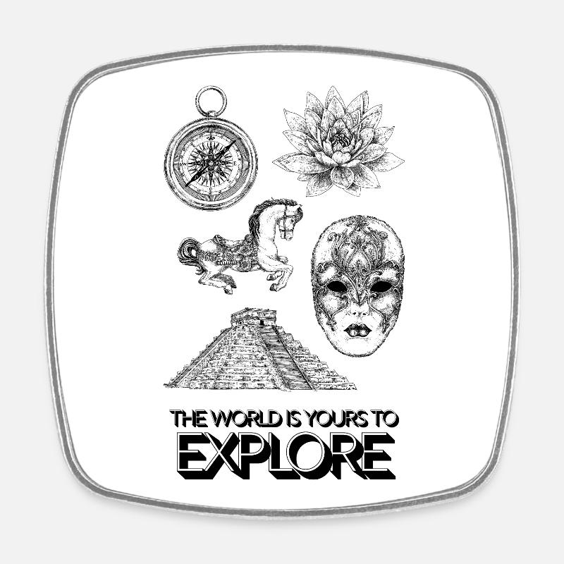 THE WORLD IS YOURS TO EXPLORE - Square fridge magnet - white