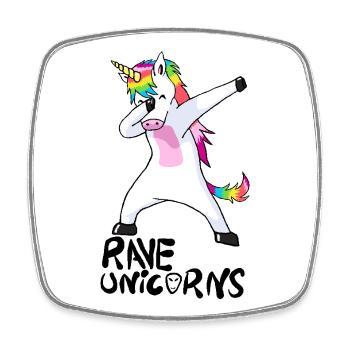 Logo Rave Unicorns Black Text - Viereckiger Kühlschrankmagnet - Weiß - Vorne