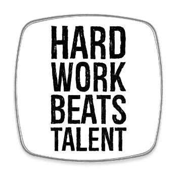 hard work beats talent - Viereckiger Kühlschrankmagnet - Weiß - Vorne