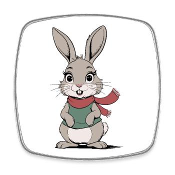 Cartoon Cute Rabbit - Square fridge magnet - white - Front