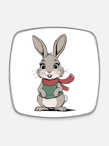 Lapin mignon - Magnet carré - blanc