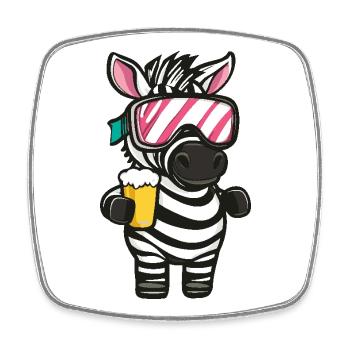 Bière Zebra Après-Ski - Magnet carré - blanc - Devant