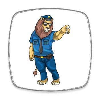 Lion Policier Lunettes de Soleil Police - Magnet carré - blanc - Devant