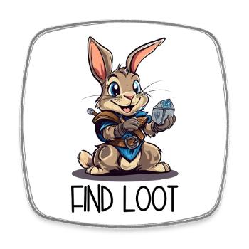 I Find Loot – Ritter Hase Cartoon - Viereckiger Kühlschrankmagnet - Weiß - Vorne