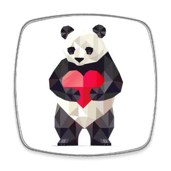 Panda with Heart – A Symbol of Love and Harmony - Square fridge magnet - white - Front