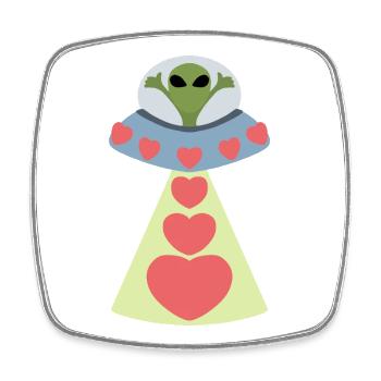 Espace Amour Alien Saint-Valentin - Magnet carré - blanc - Devant