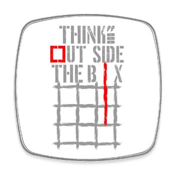 Think Outside the Box TicTacToe - Square fridge magnet - white - Front