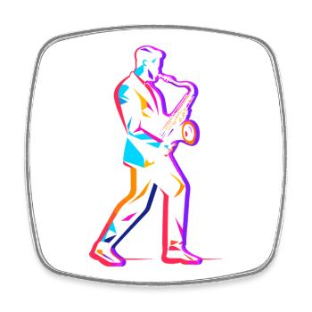 90s saxophone player - Square fridge magnet - white - Front