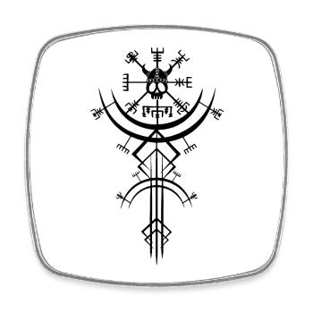 Schwarzer Totenkopf und Wikinger-Kompass - Viereckiger Kühlschrankmagnet - Weiß - Vorne