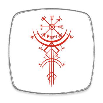 Rotes Symbol eines Wikinger-Kompasses - Viereckiger Kühlschrankmagnet - Weiß - Vorne