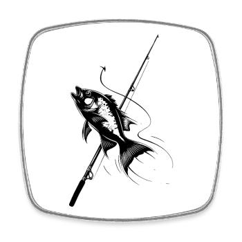 Angling - Square fridge magnet - white - Front