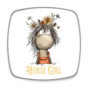 Horse Girl Horse with Wildflowers Horse Saying - Square fridge magnet - white - Front