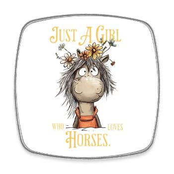 Juste une fille qui aime les chevaux Horse Girl - Magnet carré - blanc - Devant