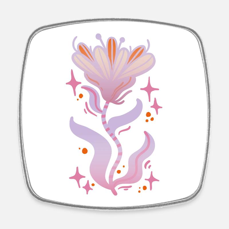 Dreamy Fantasy Flower - Square fridge magnet - white