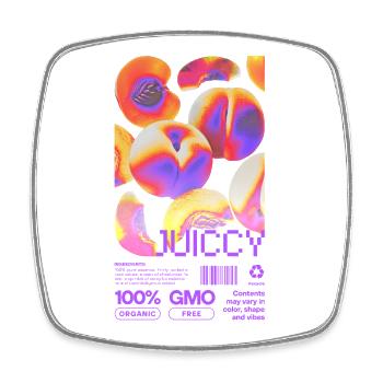 Juicy Peach Statement - Viereckiger Kühlschrankmagnet - Weiß - Vorne