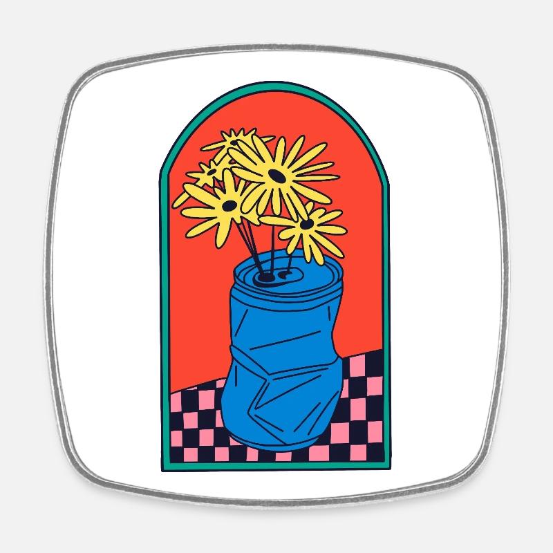 Fleurs en boîte broyée - Magnet carré - blanc