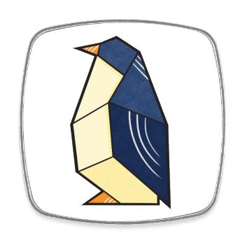 Niedlicher Pinguin im Origami Stil - Viereckiger Kühlschrankmagnet - Weiß - Vorne