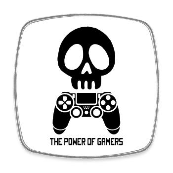 Schwarzer Gamer Schädel - Viereckiger Kühlschrankmagnet - Weiß - Vorne
