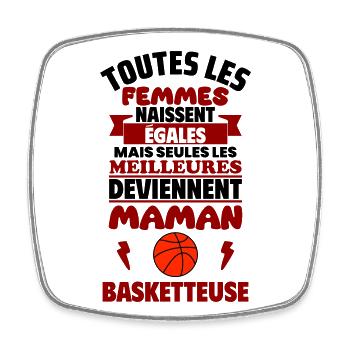 Cadeau Fête des Mères - Maman Basketteuse,basket - Magnet carré - blanc - Devant