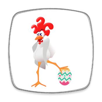 Easter rooster - Square fridge magnet - white - Front
