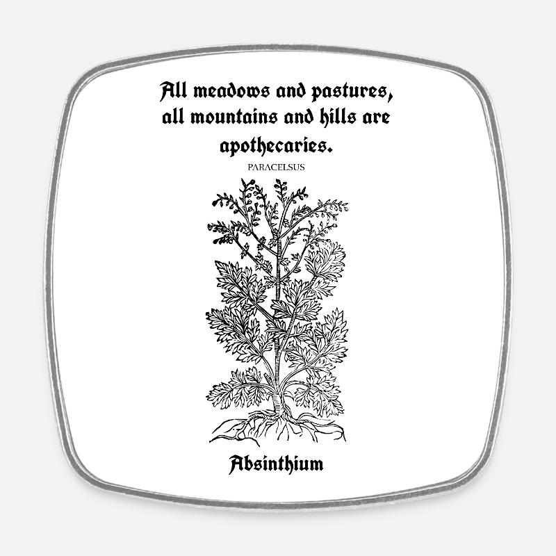 Citation latine de Paracelse – Absinthium Illustration - Magnet carré - blanc