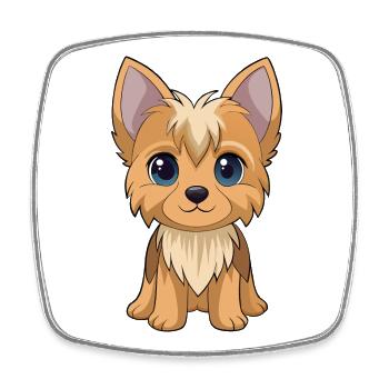 Adorable Yorkshire puppy with big eyes - Square fridge magnet - white - Front