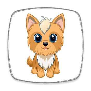 Adorable Yorkshire Puppy with Big Eyes (v02) - Square fridge magnet - white - Front