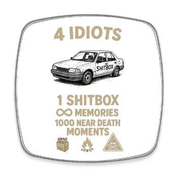 4 idiots 1car - Viereckiger Kühlschrankmagnet - Weiß - Vorne