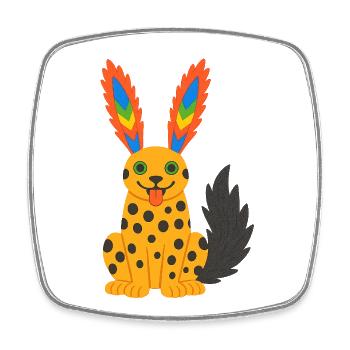 Guépard exotique fantastique avec oreilles en plumes arc-en-ciel - Magnet carré - blanc - Devant