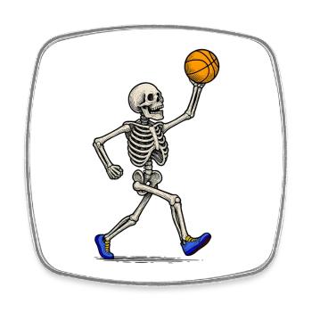 Basketball Skeleton Slam - Square fridge magnet - white - Front