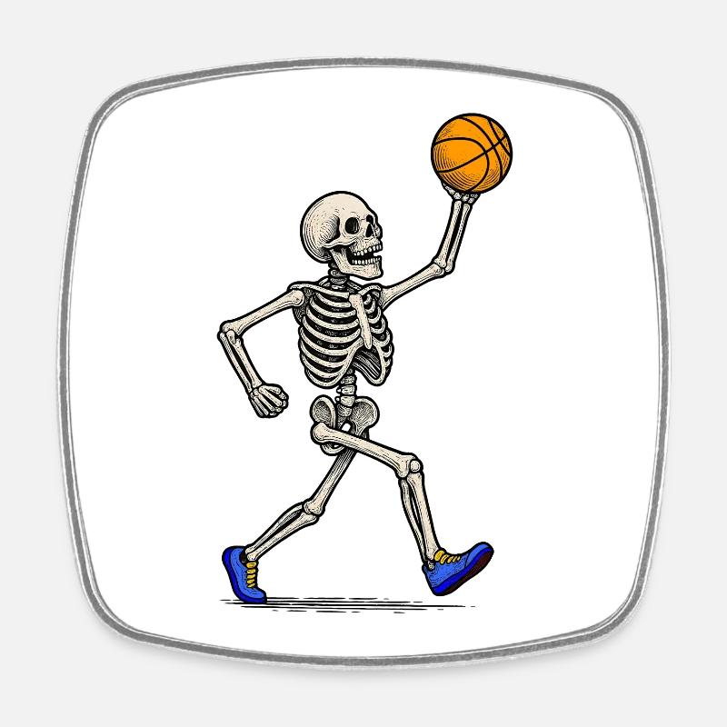 Basketball Skeleton Slam - Square fridge magnet - white