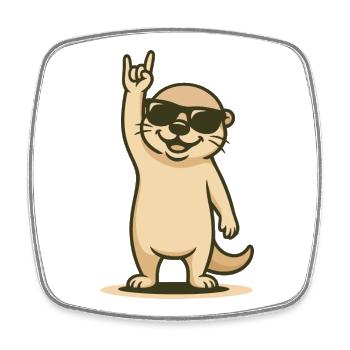 Rocker de vague Otter - Magnet carré - blanc - Devant