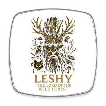 Gardien de la forêt de Leshy Art en bois vintage - Magnet carré - blanc - Devant