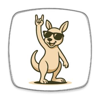 Rocker roo in sunglasses - Square fridge magnet - white - Front
