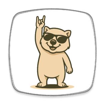 Rockin' Wombat - Square fridge magnet - white - Front
