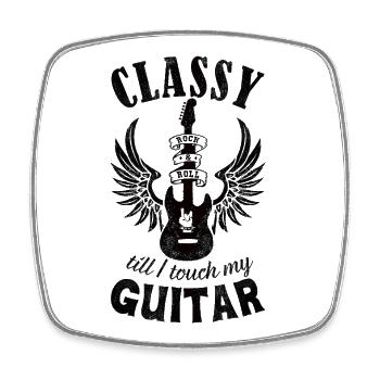 Classy till I touch my Guitar schwarz - Viereckiger Kühlschrankmagnet - Weiß - Vorne