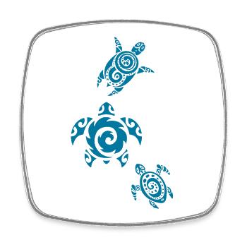 Three blue sea turtles - Square fridge magnet - white - Front