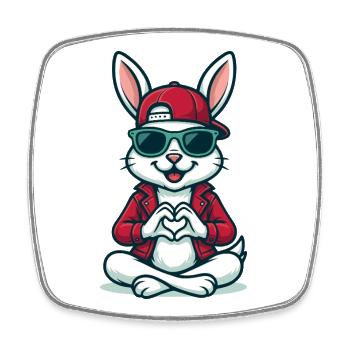 Chill Heart Bunny - Square fridge magnet - white - Front