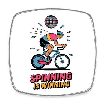 Spinn Is Winning – Retro Trainer - Viereckiger Kühlschrankmagnet - Weiß - Vorne
