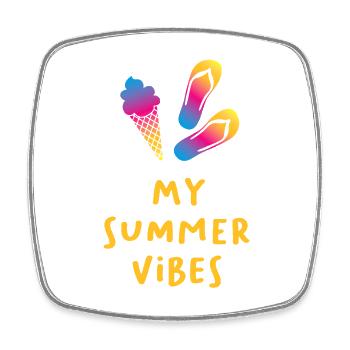 Summer Vibes Cream Flip Flops Quote Summer Vacation - Square fridge magnet - white - Front