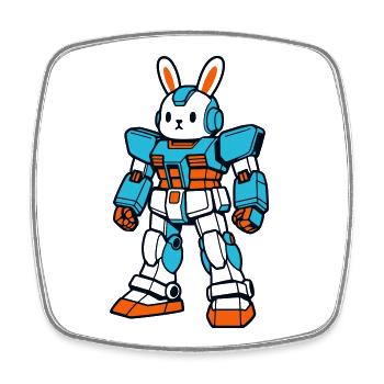 Rabbit Mecha - Viereckiger Kühlschrankmagnet - Weiß - Vorne