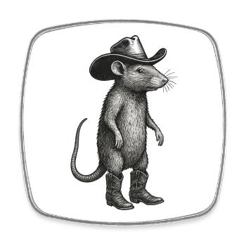 Funny Mouse Cowboy Western Life Rodeo Cult - Square fridge magnet - white - Front