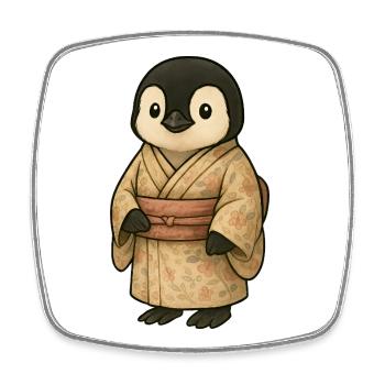 Kawaii pingouin dessin animé Japon vacances kimono - Magnet carré - blanc - Devant