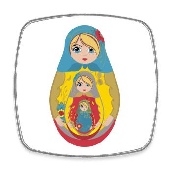 Traditionelle russische Matroschka Puppe - Viereckiger Kühlschrankmagnet - Weiß - Vorne