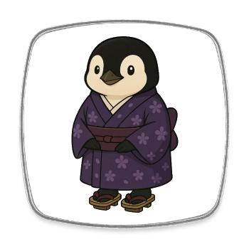 Kawaii Pingouin Chibi Cosplay Kimono Culture - Magnet carré - blanc - Devant
